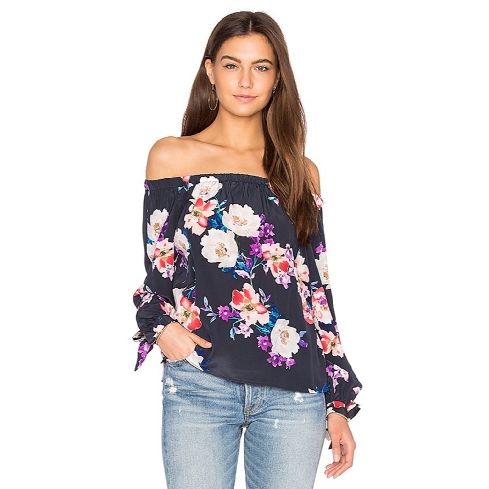 Yumi Kim Silk Off the Shoulder Rosewood Aloha Top